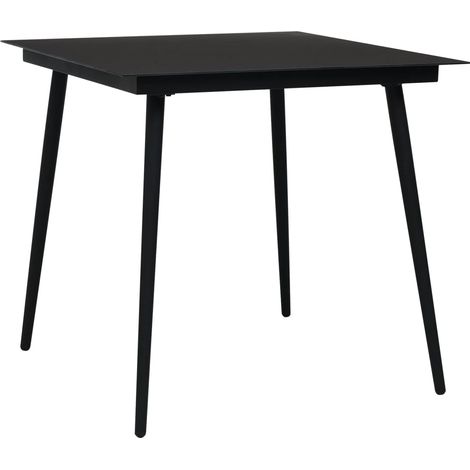 Table à dîner,Table de Salle à Manger de jardin Noir 80x80x74 cm Acier et verre -72143 (1/4)