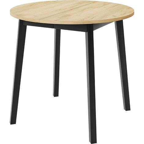 Table Edmond 112, Chêne doré artisanal + Noir, 77x0x0cm, Disponible, Stratifié, Bois
