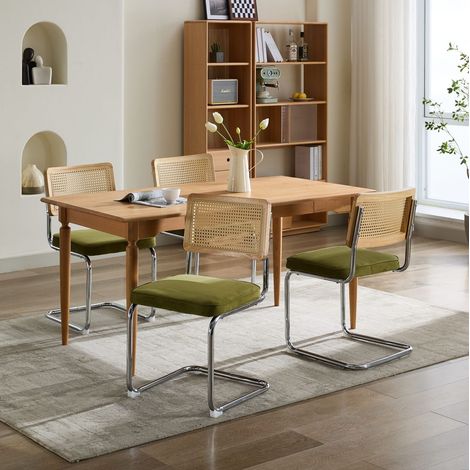 Sillas de comedor pack de 2, 59x47x81 cm, terciopelo verde oliva, voladizo FloraGrace (1/5)