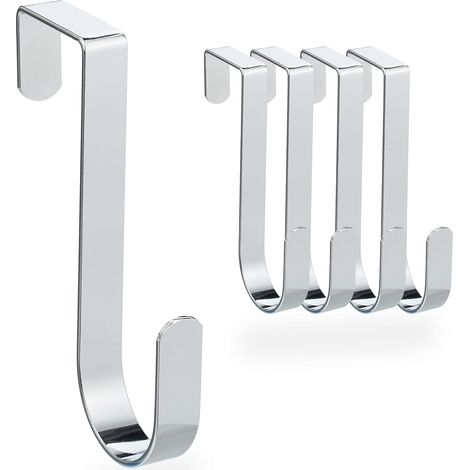 Patère, lot de 5, crochet de porte, salle de bain, couloir, argent (1/5)
