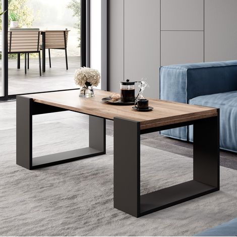 Table basse 120cm couleur chêne et anthracite Yosh (1/5)