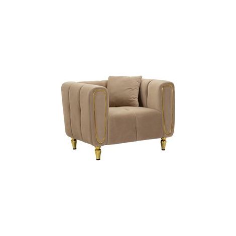 Fauteuil Alma gris velours matelassé élégant (1/5)
