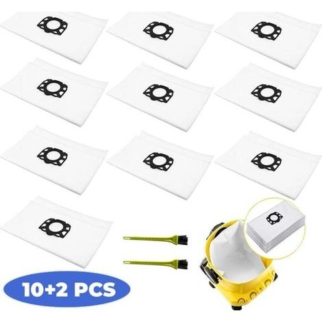 Pack of 10 fleece filter bags for Kärcher WD4/WD5/WD6/MV4/KD3/WD3 vacuum cleaners - compatible with Kärcher wet and dry vacuum cleaners - filter bags with 2 brushes (1/5)