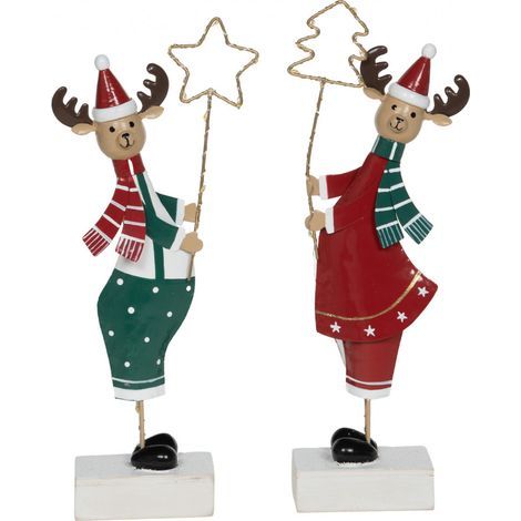 Amadeus - Set de 2 rennes de Noël à poser en métal et leds (1/2)