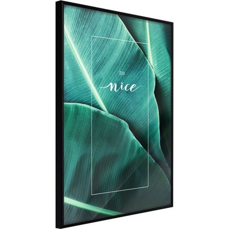Affiche Murale Encadrée "Banana Leaves with a Message Green" 21 x 30 cm Noir