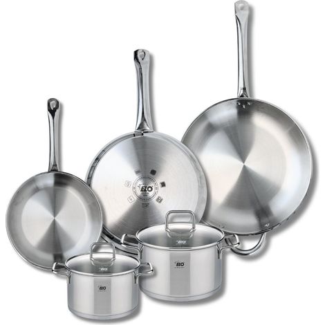 Ensemble de 3 Poêles de cuisson 24, 28 et 32 cm et 2 faitouts 16 et 20 cm Elo Profi Citrin (1/5)