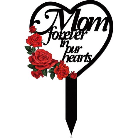 Placa conmemorativa para mamá: arte en metal, condolencias, forma de corazón, letrero para cementerio (1/5)