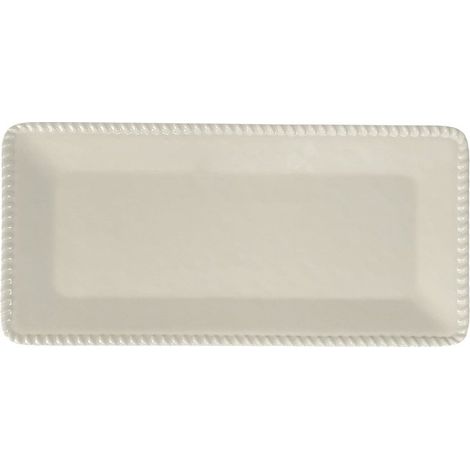 Plateau rectangulaire de service en mélamine crème avec bordure effet corde 43,5 x 21 x 2,5 cm - PANGIVO (1/3)