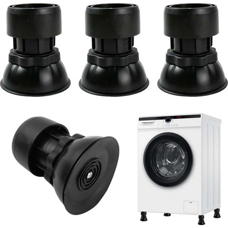 Lot de 4 tapis anti-vibrations pour machine à laver, patins universels en PVC, pieds réglables en hauteur 10-12 cm, amortisseurs antidérapants pour sèche-linge et meubles (1/5)