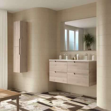 Badezimmermöbel VIMA 1200 NATURAL + Waschtisch + Spiegel