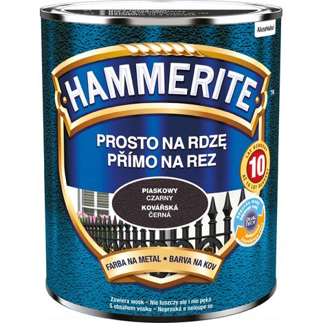 Vernice per metalli Hammerite Straight to Rust, colore nero sabbia, 0,7 l