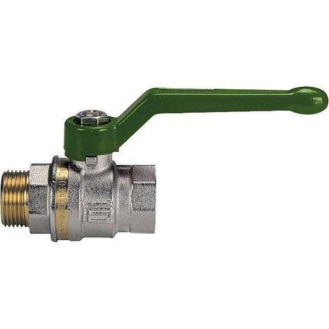 Robinet a boisseau spheriq ASTER ACS fem/male 1", certifie DVGW avec levier en alu vert (1/3)