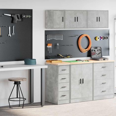 Garagenschränke 2 Stk. Betongrau Holzwerkstoff