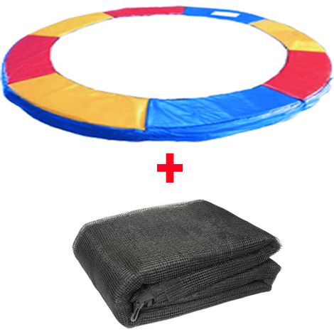 Greenbay Trampoline Replacement Spring Cover Padding Pad & Safety Net Enclosure Surround Bundle 14FT Tri-Colour (1/5)