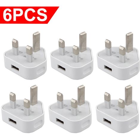 FLITI 3-Port UK USB Charger - 6-Pack 5V/1A Adapters for Smartphones and Tablets - Smart Protection and Compact Design (1/5)