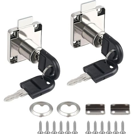 2 Pièces Serrure à Came avec Clé Différente Universelles Verrou à Came de 22 mm Argent Serrure Tiroir Bureau pour Meubles Porte Armoire Tiroir (1/5)