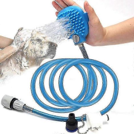 Douchette 2 en 1 pour chiens et chats avec brosse de massage pour le toilettage et le massage des chiens de grande et moyenne taille. (1/4)