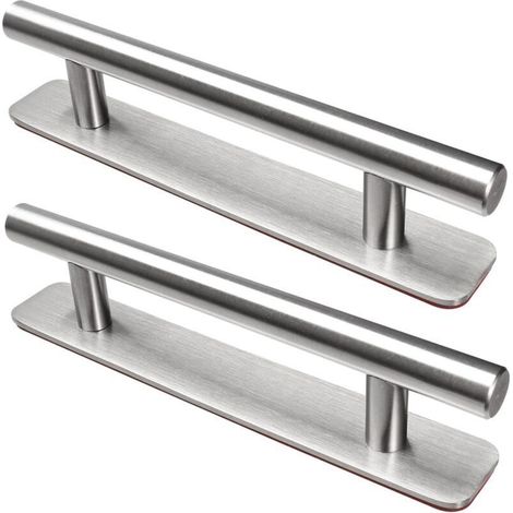 Poignée de Meuble Autocollante, 2 Pièces Poignées de Porte en Acier Inoxydable, 150mm Poignées pour Placards Cuisine Porte Commode Armoire, Argent (1/4)