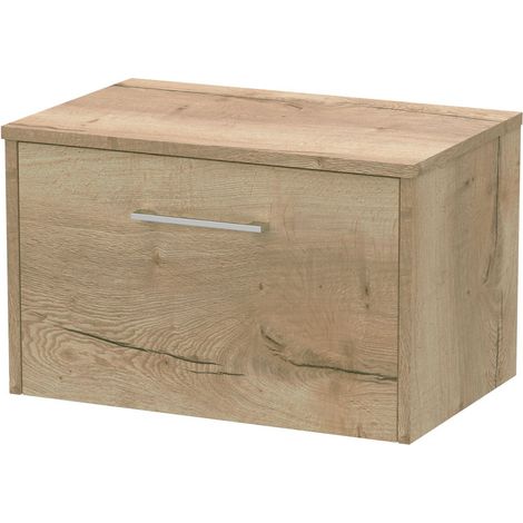 Winshill Contemporary 1 Drawer Wall Hung Vanity Unit with Worktop, Light Oak, 600mm