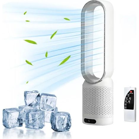 Ventilateur puissant sans pales - 8 vitesses - avec Télécommande - 90° - Minuterie 2H - Ventilateur tour silencieux - portable fan (1/5)
