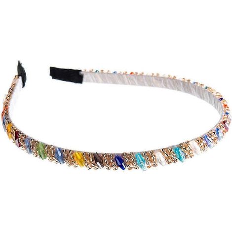 Bandeau pour femme avec perles de faux cristal, élastique et antidérapant, léger et fin.-Multicolor (1/5)