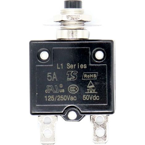 Disjoncteur Thermique Réarmable 5A 12V 24V Bouton-Poussoir Avec Bouchon Étanche Pour Panneau (1/4)