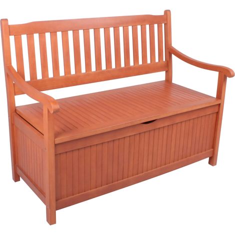 Gartenbank Houston Truhenbank Bank mit Stauraum Holzbank Garten 107 x 59 x 90cm (LxBxH) Braun, Sitzbank, Balkonbank, Klappbank, Stauraumbank,