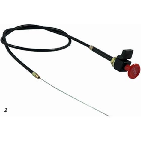 Tirante stop motore,cavo lunghezza 1200mm con leva d'arresto e pomello stop rosso (1/4)