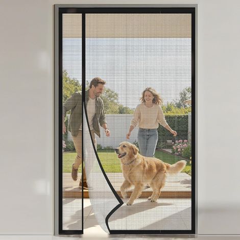Moustiquaire Porte Magnétique, 90x210cm Moustiquaire Fenetre Magnétique pour Porte, Magnétique Moustique sans Perçage avec Bande Adhésive pour les Portes-Fenêtres de Balcon et de Chambre (1/5)