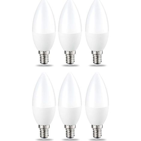 Ampoule LED Dimmable E14 Forme Bougie, 5W Équivalent à 40W, Blanc Chaud 2700K, 470lm, Ampoule Bougie B35 avec Petit Culot à Vis, Lampe Intensité Variable 220-240V, Lot de 6 (1/4)