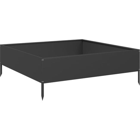 Vassoio per fioriera aiuola rialzata piante fiori terrazza giardino giardino 100 x 100 x 33,5 cm acciaio nero 020039282