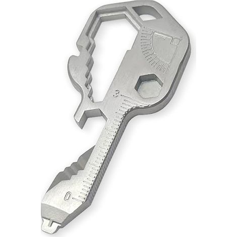 Porte-clé Multi-outils, 24 Fonctions Acier Inoxydable Clé Multi-outils avec Tournevis Outil de Décapage Outil de Coupe de Fil Ouvre-bouteille Mesureur, (1/5)