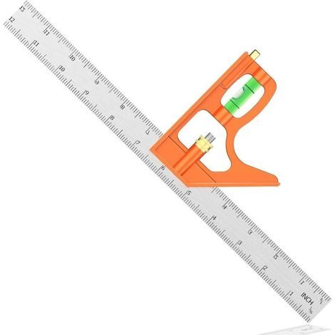 Escuadra combinada de acero inoxidable de 300 mm - Escuadra ajustable de 45/90 grados para carpintería con nivel de burbuja - Herramienta de medición para ingenieros, carpinteros y ebanistas. (1/5)