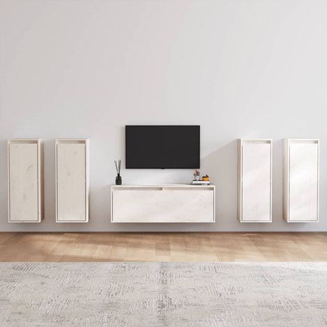 Meubles TV 5 pcs Blanc Bois massif de pin (1/5)