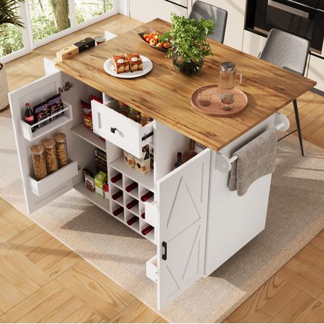 mobile contenitore 137,5 cm pieghevole ruote bianco MDF OKMYHOME (1/5)
