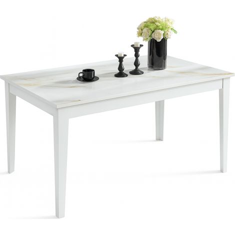 Tavolo "Capella" con gambe in ferro, piano in ceramica e allunghe in MDF 160/400 x 90 x h 75 cm -Grigio (1/4)