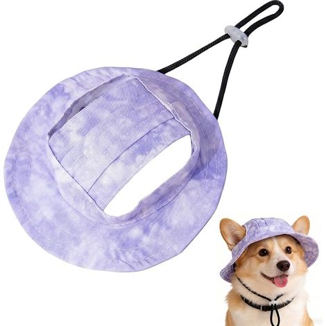 Casquette Chien et Chat, Chapeau de Soleil pour Petit Chien et Chiot, Bob Réglable avec Trous d'Oreille pour Protection Solaire Extérieure, Polyester, Taille S (28cm), Violet (1/5)