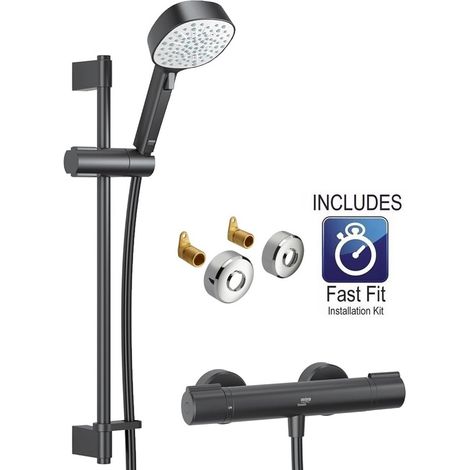 Mira Relate EV Thermostatic Black Bar Mixer Shower Cool Touch + Fast Fit Kit (1/5)