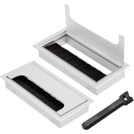 2 Pièces Passe Câbles Encastrables Bureau, 80x80 mm Sortie de Câble pour Encastrer sur Table de Bureau, Organisateur de Cables, avec Joint Brosse, 10 Pièces Serre-câbles