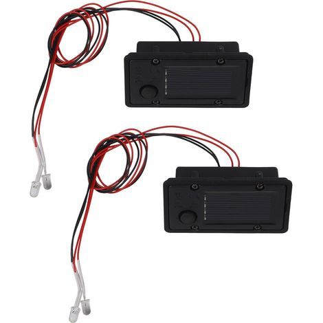 Set of 2 replacement covers for solar panels with warm white LEDs, 40 x 70 mm, black plastic covers for outdoor lanterns (1/4)