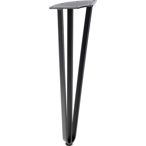 Gamba a forcina realizzata con tripla barra piatta, 40 cm, NERA