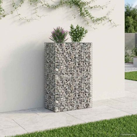 Gabionen Hochbeet Silber 90 x 50 x 150 cm Verzinkter Stahl