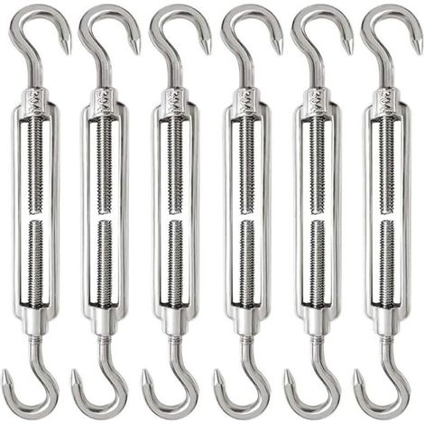 6 Pièces Tendeur Cable M6 Tendeur Cable Inox 304 Réglable Crochet de Ridoir et Crochet pour Tendeur de Fil Cable Acier Corde Crochet Tendeur (1/5)