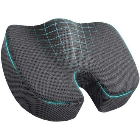 Coussin orthopédique et ergonomique pour le coccyx – Coussin en mousse à mémoire de forme pour chaise de bureau, voiture, fauteuil roulant, canapé, gris XXW (1/4)