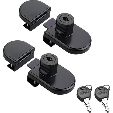 Zweiteiliges Glastürschloss, Sicherheitsschloss für Vitrinen, kein Bohren erforderlich, für 5–8 mm starke Glasvitrinen und Weinschränke, Schwarz