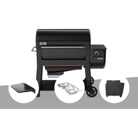 Barbecue à pellets Searwood XL 600 + Plan de travail + Kit de fumage + Housse - Weber