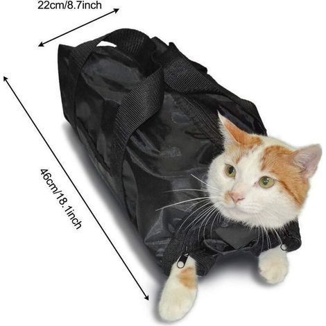 Katzenpflegetasche, verstellbare Duschtasche aus Netzgewebe für Katzen, kratzfest, atmungsaktiv, bissfest für Katzen beim Baden, Krallenschneiden und bei intravenösen Untersuchungen (1/4)