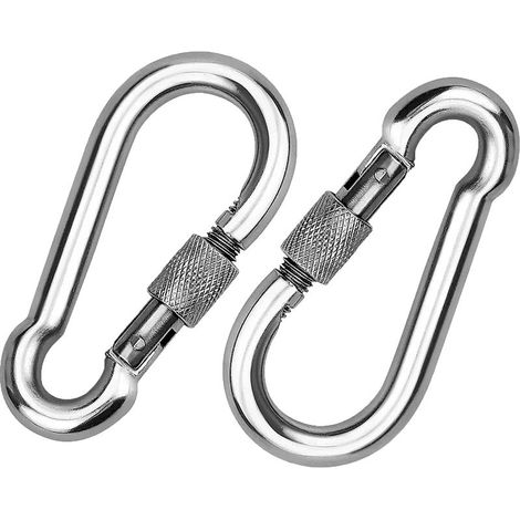 2 mosquetones de acero inoxidable 304, mosquetones de acero inoxidable con cierre de rosca, mosquetones de acero inoxidable, para sujetar cuerdas, cadenas, cinturones y cables. (1/5)