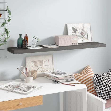 FIMEI Étagère murale flottante Gris brillant 120x23,5x3,8 cm MDF (1/5)