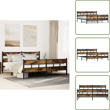 Cadre de lit en métal sans matelas chêne fumé 200x200 cm - Cadre De Lit - Cadres De Lit - Lit Double - Lit (1/5)